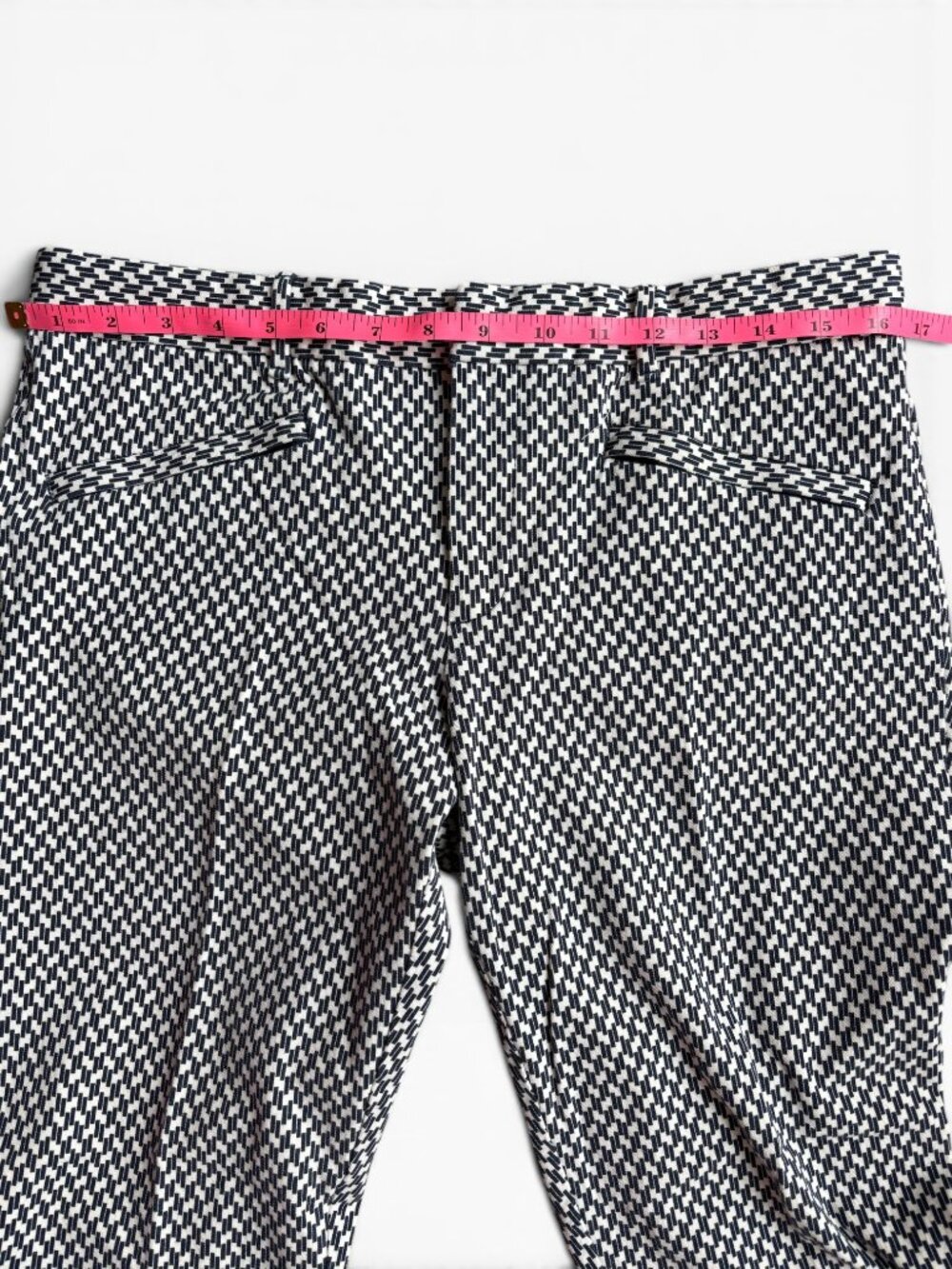 GAP Navy White Geometric Print Ankle Pants Stretch Slim Career Size 12 - Picture 10 of 15